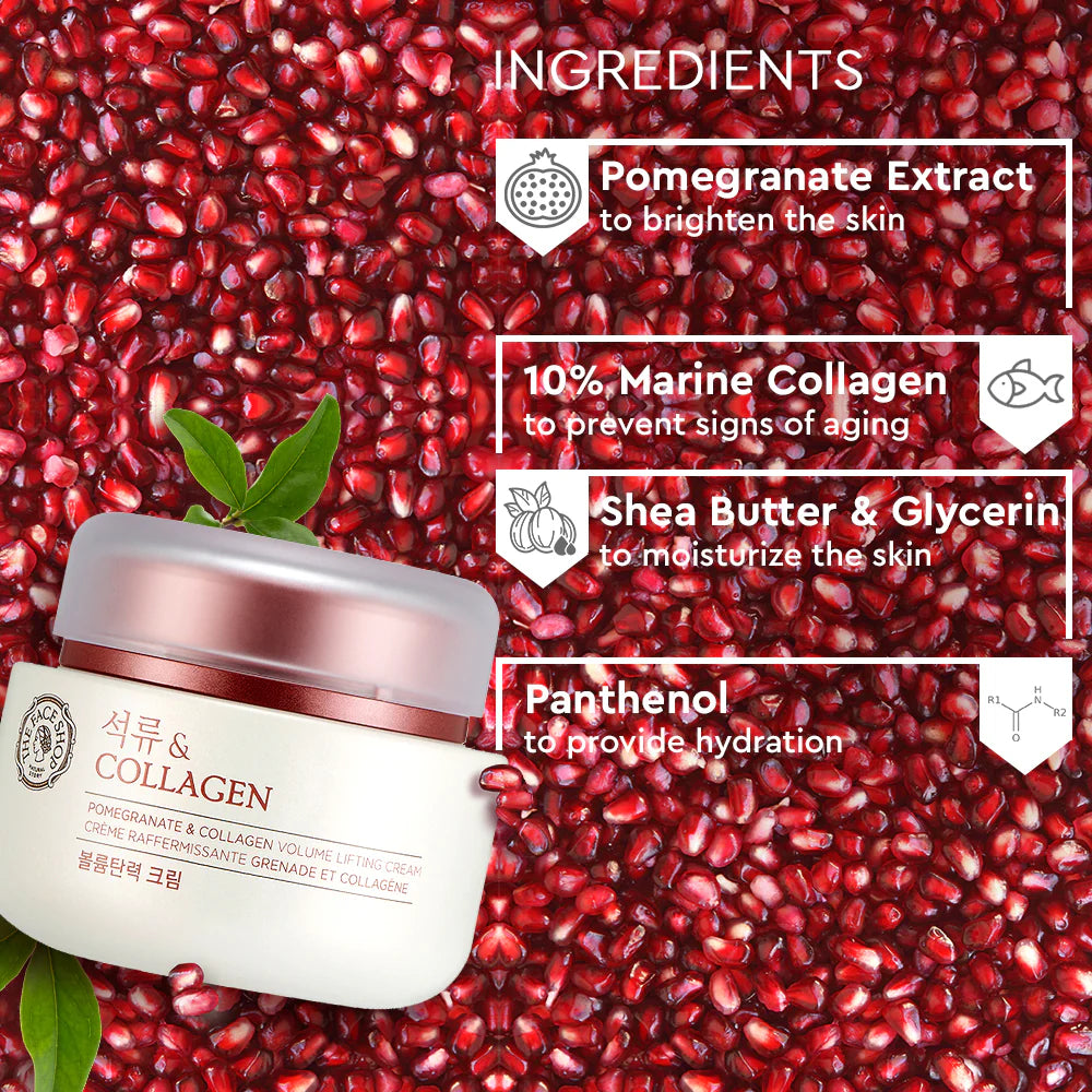 The Face Shop Pomegranate & Collagen Face Cream With 10% Marine Collagen & Pomegranate Extracts