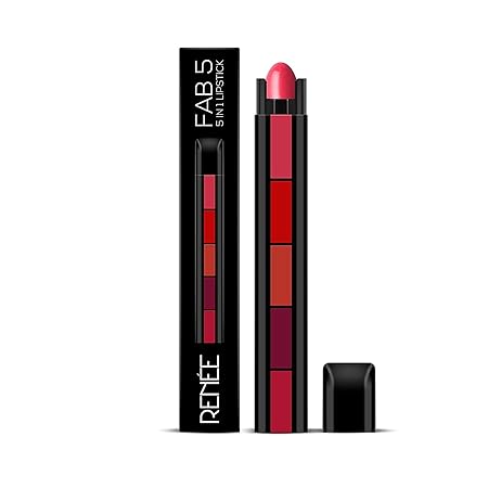 RENEE Fab 5 5-in-1 Lipstick 7.5gm| Five Shades In One| Long Lasting, Matte Finish,Nude