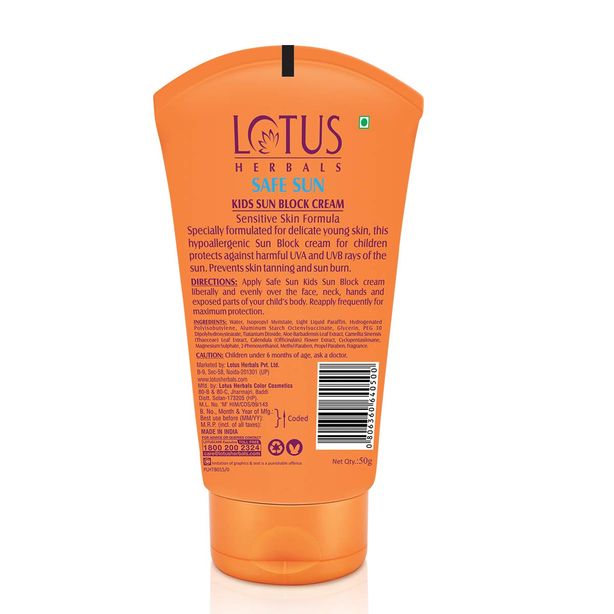 Lotus Herbals Safesun Kids Sun Block Cream Spf,25 50G