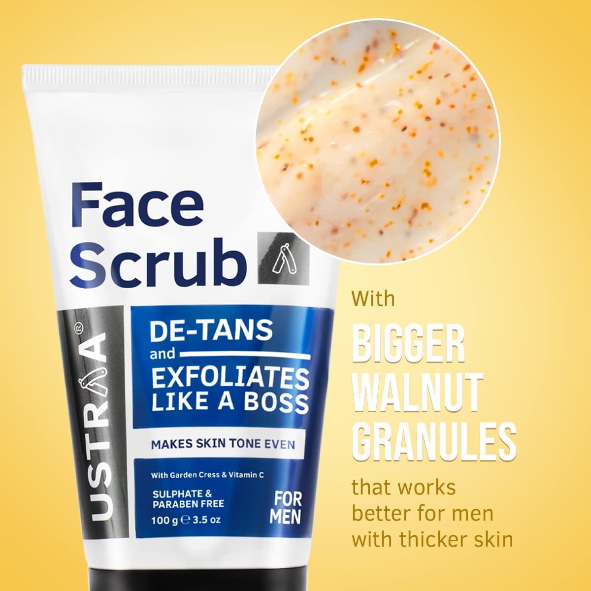 Ustraa Face Scrub -100g - De-Tan Face scrub for men