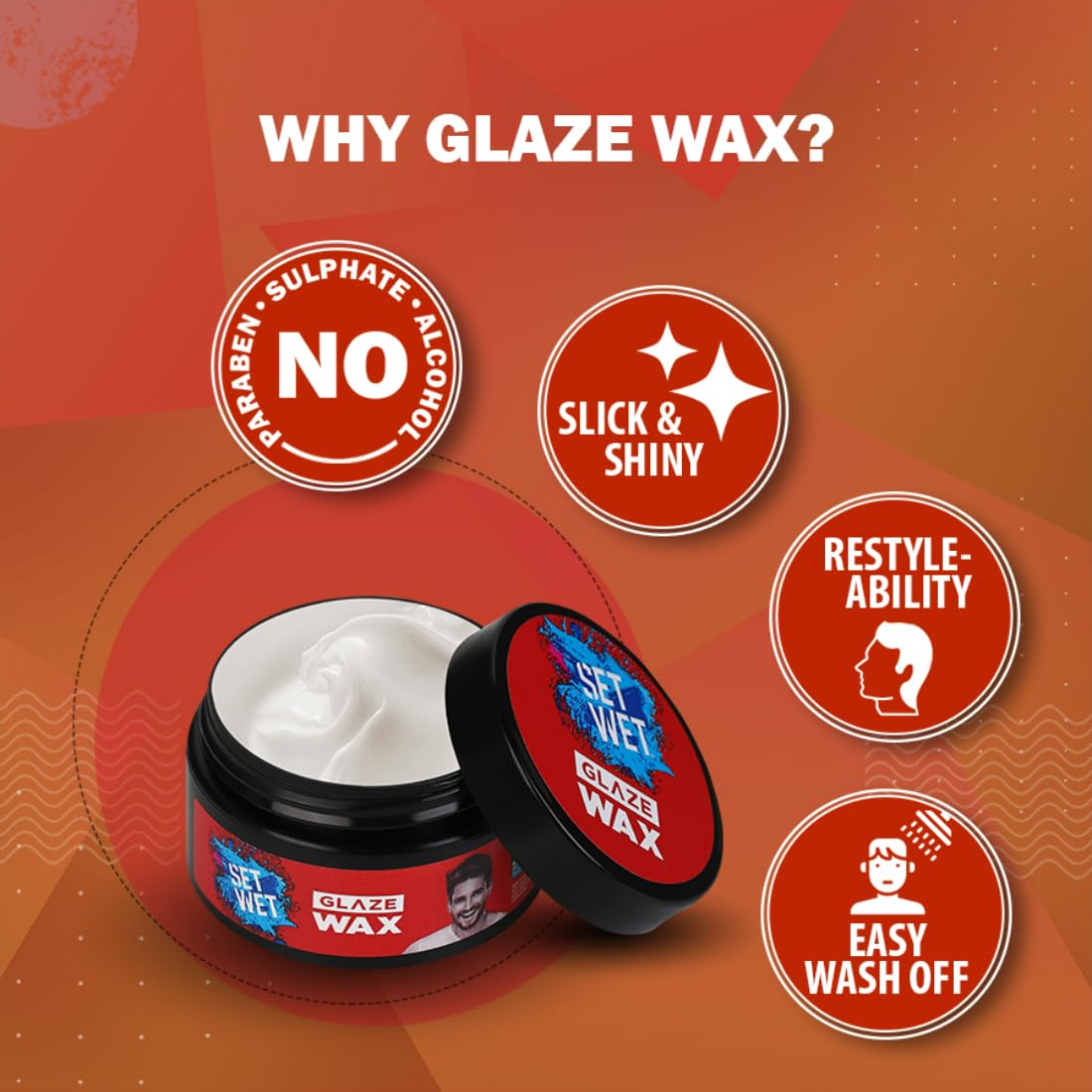 Set Wet Hair Wax For Men - Glaze Wax, 60g