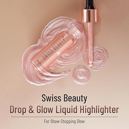 Swiss Beauty Drop & Glow Liquid Highlighter For Face Makeup | Illuminating Liquid Highlighter With Dewy Finish | Shade -Gold