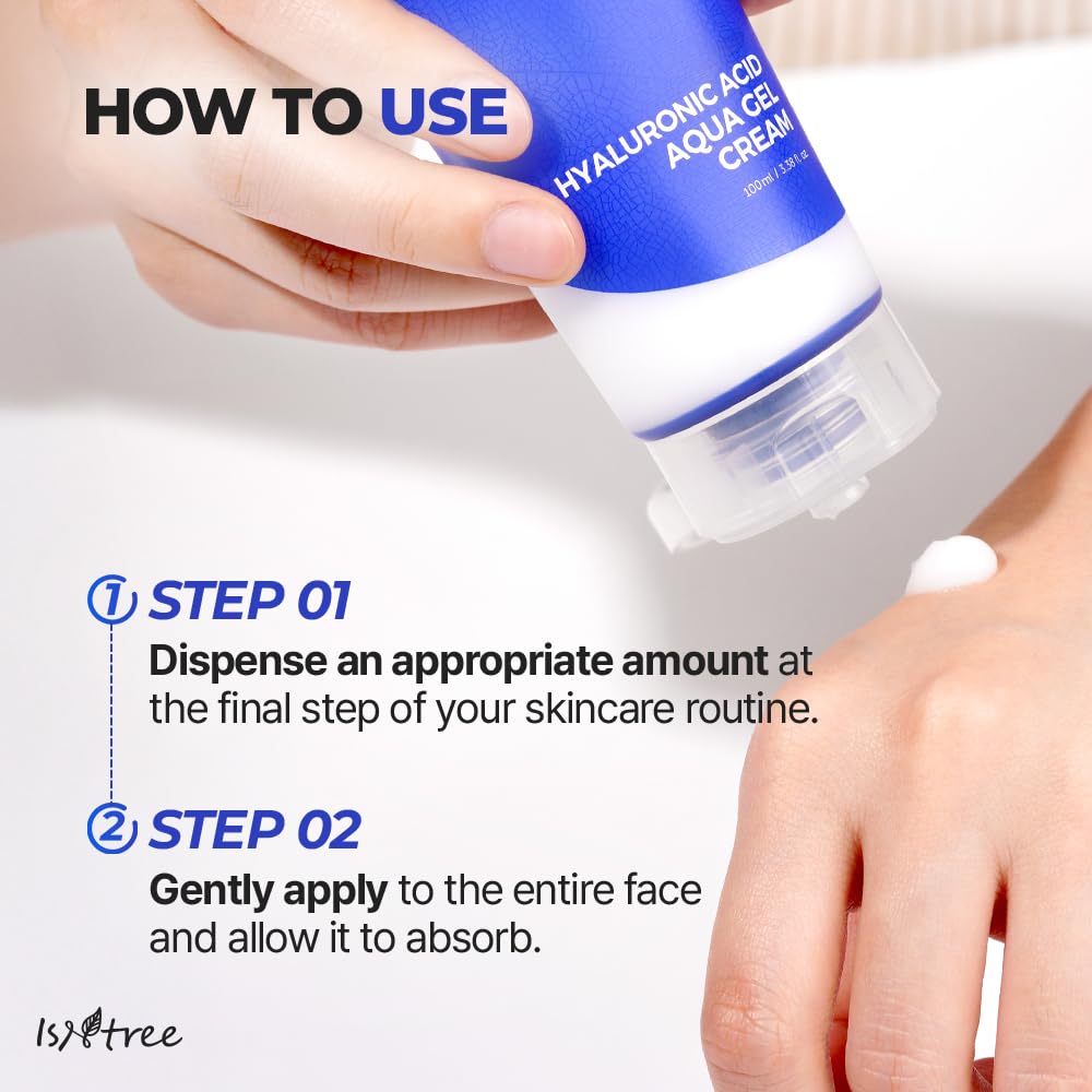 ISNTREE Hyaluronic Acid Aqua Gel Cream 3.38 fl.oz | Hydrating Gel Texture | Quick Absorbing Face Moisturizer | Refreshing Daily Skincare for Soft and Smooth Skin - 100ml