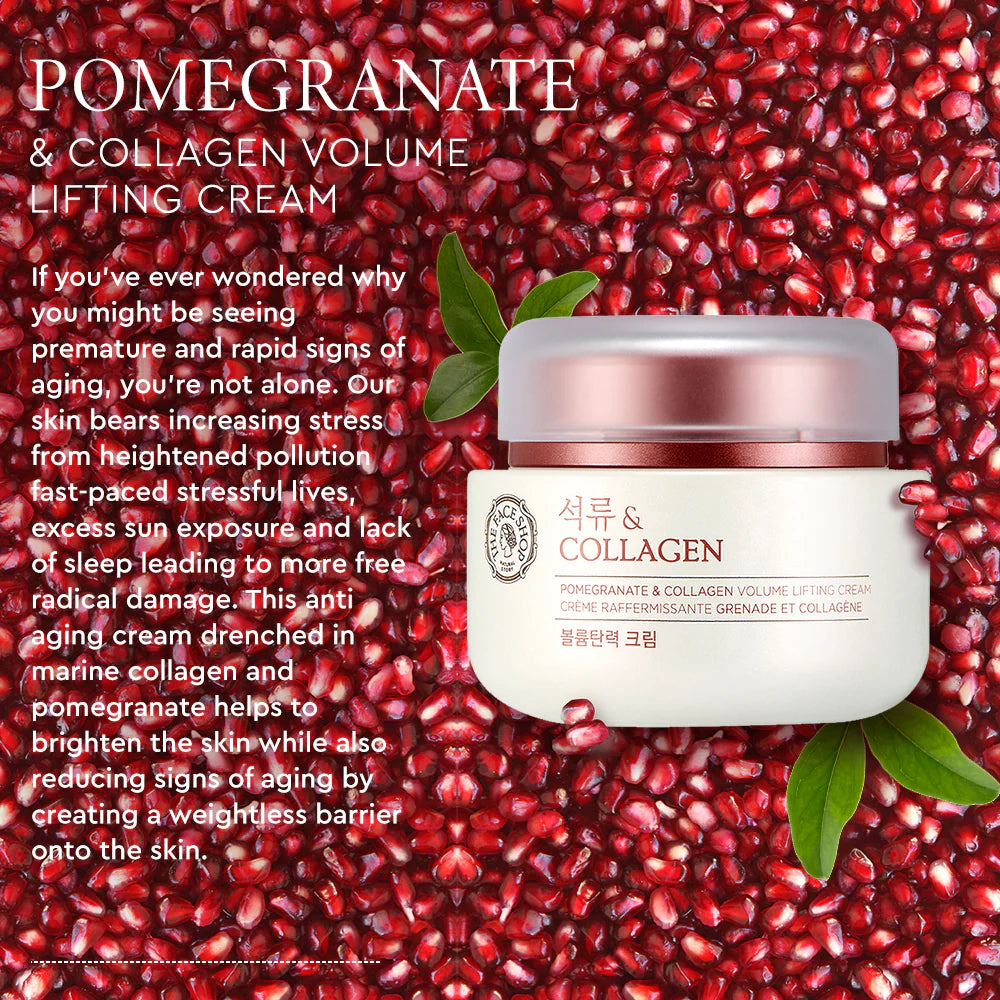 The Face Shop Pomegranate & Collagen Face Cream With 10% Marine Collagen & Pomegranate Extracts