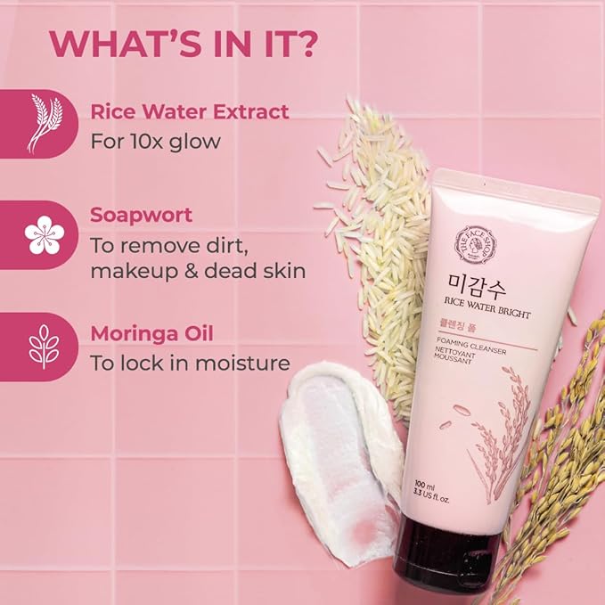 The Face Shop Rice Water Bright Foaming Face Wash 100ml (Pack of 1)