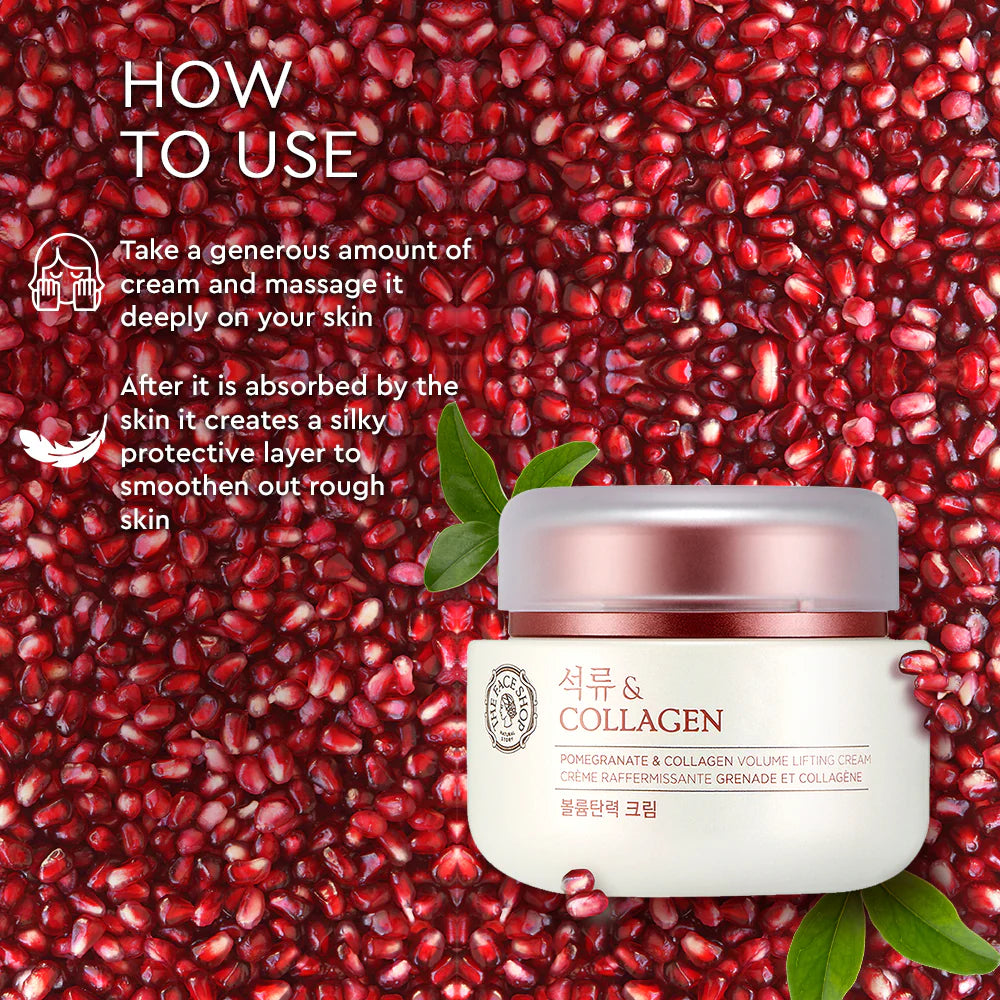 The Face Shop Pomegranate & Collagen Face Cream With 10% Marine Collagen & Pomegranate Extracts