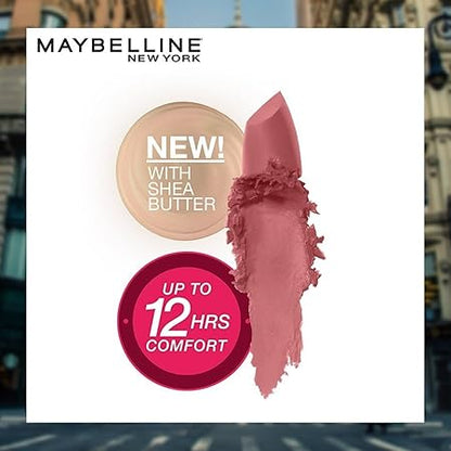 Maybelline New York Matte Lipstick, Intense Colour, Moisturised Lips, Color Sensational Creamy Matte, 507 Almond Pink