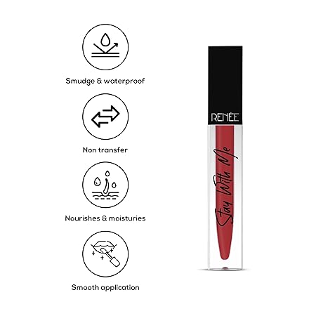 RENEE Stay With Me Matte Lip Color, Long Lasting, Non Transfer, Water & Smudge Proof,5 ml