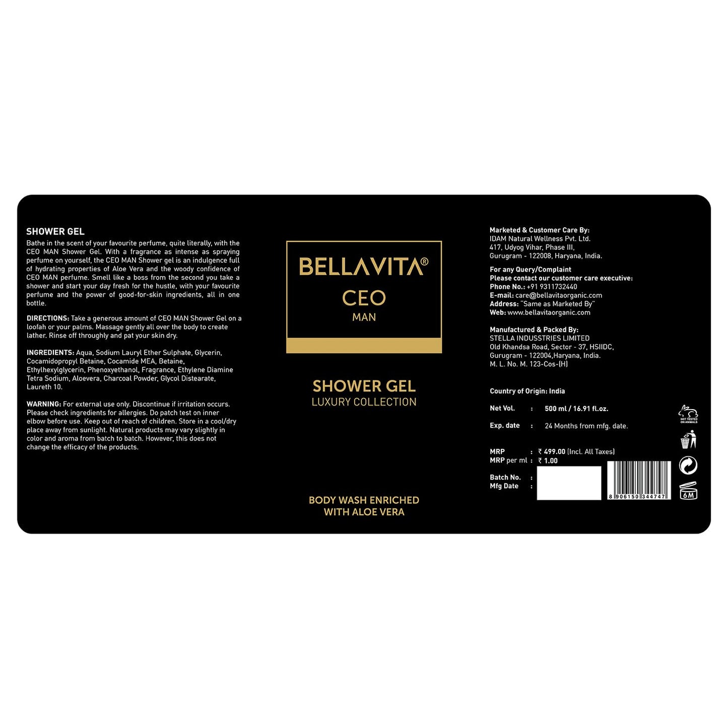 Bella Vita Luxury CEO MAN Body Wash Shower Gel for Men