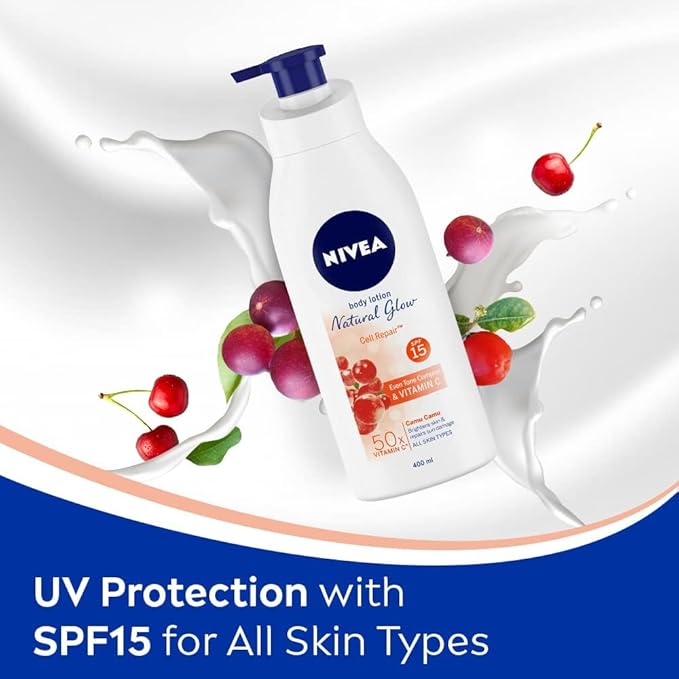 Nivea Natural Glow Cell Repair 50X Vitamin C Body Lotion SPF 15