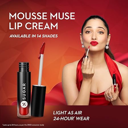 SUGAR Cosmetics Mousse Muse Lip Cream | Lasts 24+ Hrs | Creamy Mousse Lipstick | Waterproof & Smudgeproof | 5ml