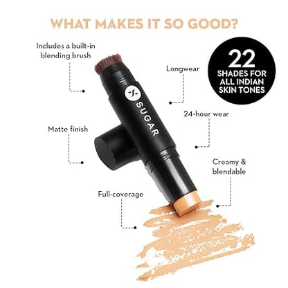 SUGAR Cosmetics Ace Of Face Matte Foundation Stick with In-Built Brush