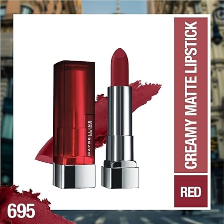 Maybelline New York Matte Lipstick, Intense Colour, Moisturised Lips, Color Sensational Creamy Matte, 695 Divine Wine