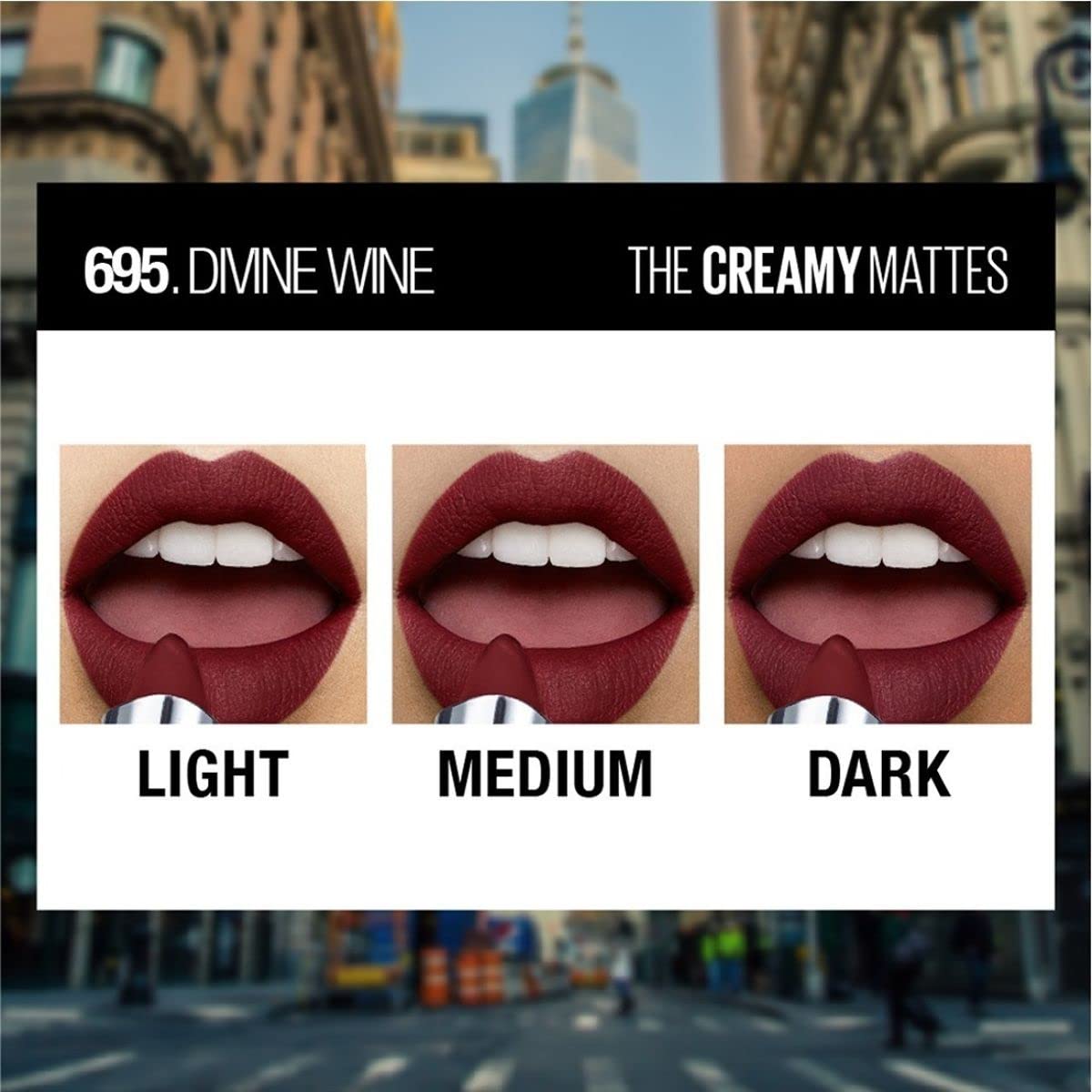 Maybelline New York Matte Lipstick, Intense Colour, Moisturised Lips, Color Sensational Creamy Matte, 695 Divine Wine