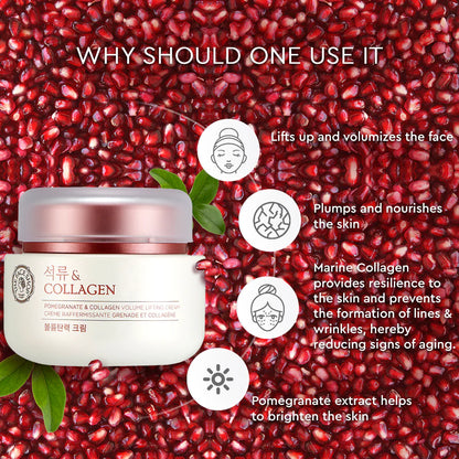 The Face Shop Pomegranate & Collagen Face Cream With 10% Marine Collagen & Pomegranate Extracts