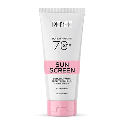 RENEE Pore Minimizing Sunscreen SPF 70 With 2% Niacinamide, 2% Peptide & 3% Multivitamins,