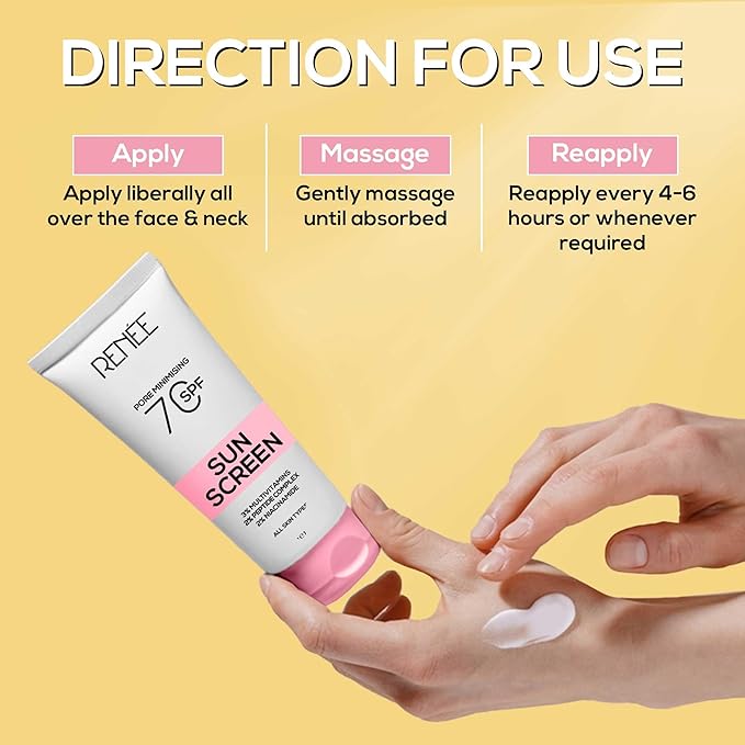 RENEE Pore Minimizing Sunscreen SPF 70 With 2% Niacinamide, 2% Peptide & 3% Multivitamins,