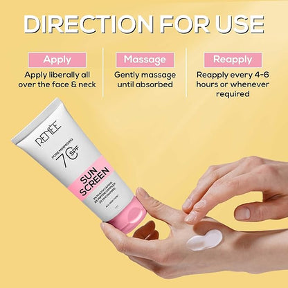 RENEE Pore Minimizing Sunscreen SPF 70 With 2% Niacinamide, 2% Peptide & 3% Multivitamins,