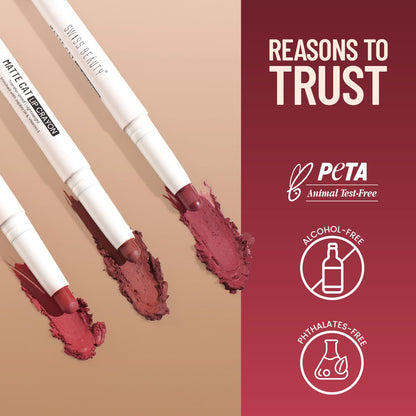 Swiss Beauty Non-Transfer Matte Cat Lip Crayon | Water-Resistant,1.5g