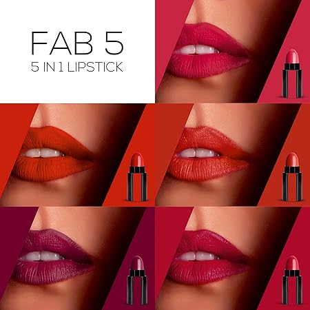 RENEE Fab 5 5-in-1 Lipstick 7.5gm| Five Shades In One| Long Lasting, Matte Finish,Nude