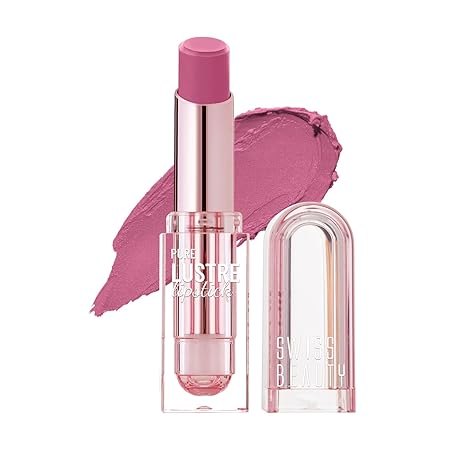 Swiss Beauty Pure Lustre Lipstick | High Shine Finish | Smooth Glide | With Olive Oil & Vitamin E | Hydrating | Shade- Salty Pink