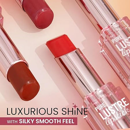 Swiss Beauty Pure Lustre Lipstick | High Shine Finish | Smooth Glide | With Olive Oil & Vitamin E | Hydrating | Shade- Salty Pink
