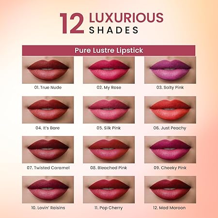 Swiss Beauty Pure Lustre Lipstick | High Shine Finish | Smooth Glide | With Olive Oil & Vitamin E | Hydrating | Shade- Salty Pink