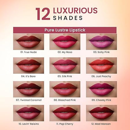 Swiss Beauty Pure Lustre Lipstick | High Shine Finish | Smooth Glide | With Olive Oil & Vitamin E | Hydrating | Shade- Salty Pink