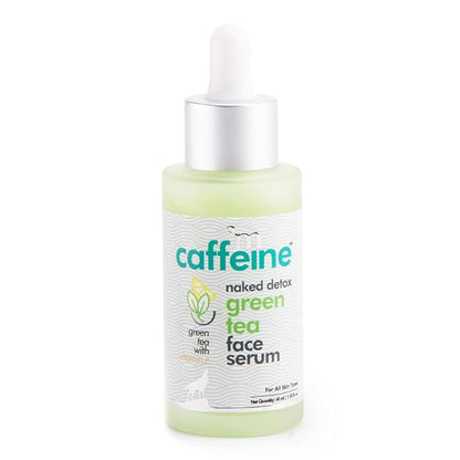 mCaffeine Green Tea Hydrating Face Serum for Glowing Skin with Vitamin C & Hyaluronic Acid | Reduces Dark Spots, Pigmentation & Prevents Sun Damage | For Men & Women | 72 Hrs Hydration