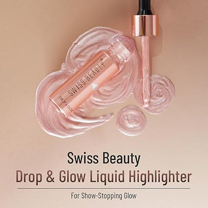 Swiss Beauty Drop & Glow Liquid Highlighter For Face Makeup | Illuminating Liquid Highlighter With Dewy Finish | Shade -Gold