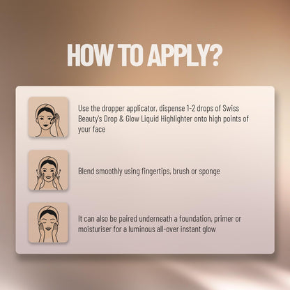 Swiss Beauty Drop & Glow Liquid Highlighter For Face Makeup | Illuminating Liquid Highlighter With Dewy Finish | Shade -Gold