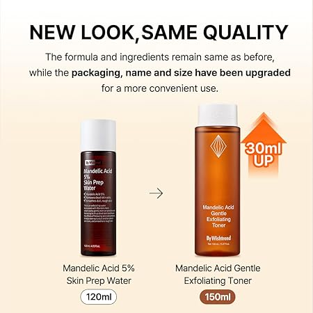 BY WISHTREND Mandelic Acid 5% Skin Prep Water, Facial Exfoliate, Aha Toner (120 ml, 4.06 oz)