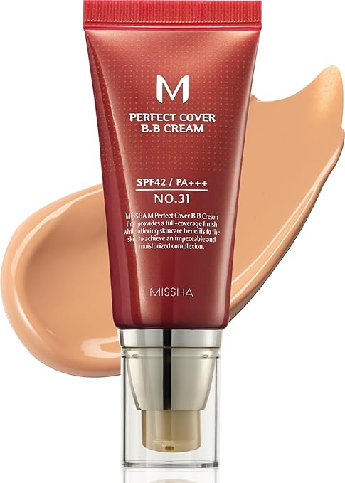 MISSHA M Perfect Cover Bb Cream Spf42 Pa+++ - (50Ml, No 31 - Golden Beige) | Matte Finish | Full Coverage | All Skin Types I Radiant Glow, 1 Count