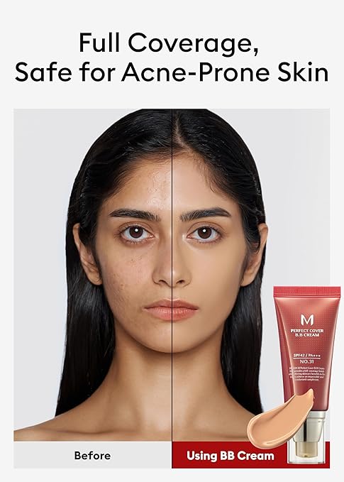 MISSHA M Perfect Cover Bb Cream Spf42 Pa+++ - (50Ml, No 31 - Golden Beige) | Matte Finish | Full Coverage | All Skin Types I Radiant Glow, 1 Count