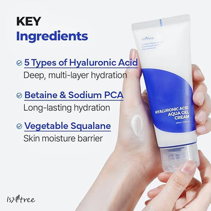 ISNTREE Hyaluronic Acid Aqua Gel Cream 3.38 fl.oz | Hydrating Gel Texture | Quick Absorbing Face Moisturizer | Refreshing Daily Skincare for Soft and Smooth Skin - 100ml