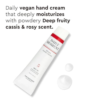 The Face Shop Daily Moment Vegan Hand Cream Noon Park with Hyaluronic Acid & Shea Butter, Non-Greasy & Quick absorbing hand care cream, 30ml