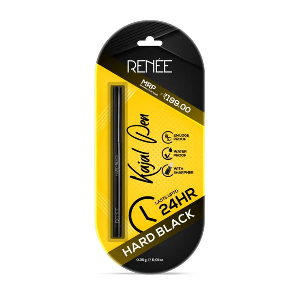 RENEE Hard Black Kajal Pen with Sharpener,