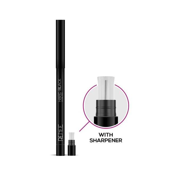 RENEE Hard Black Kajal Pen with Sharpener,