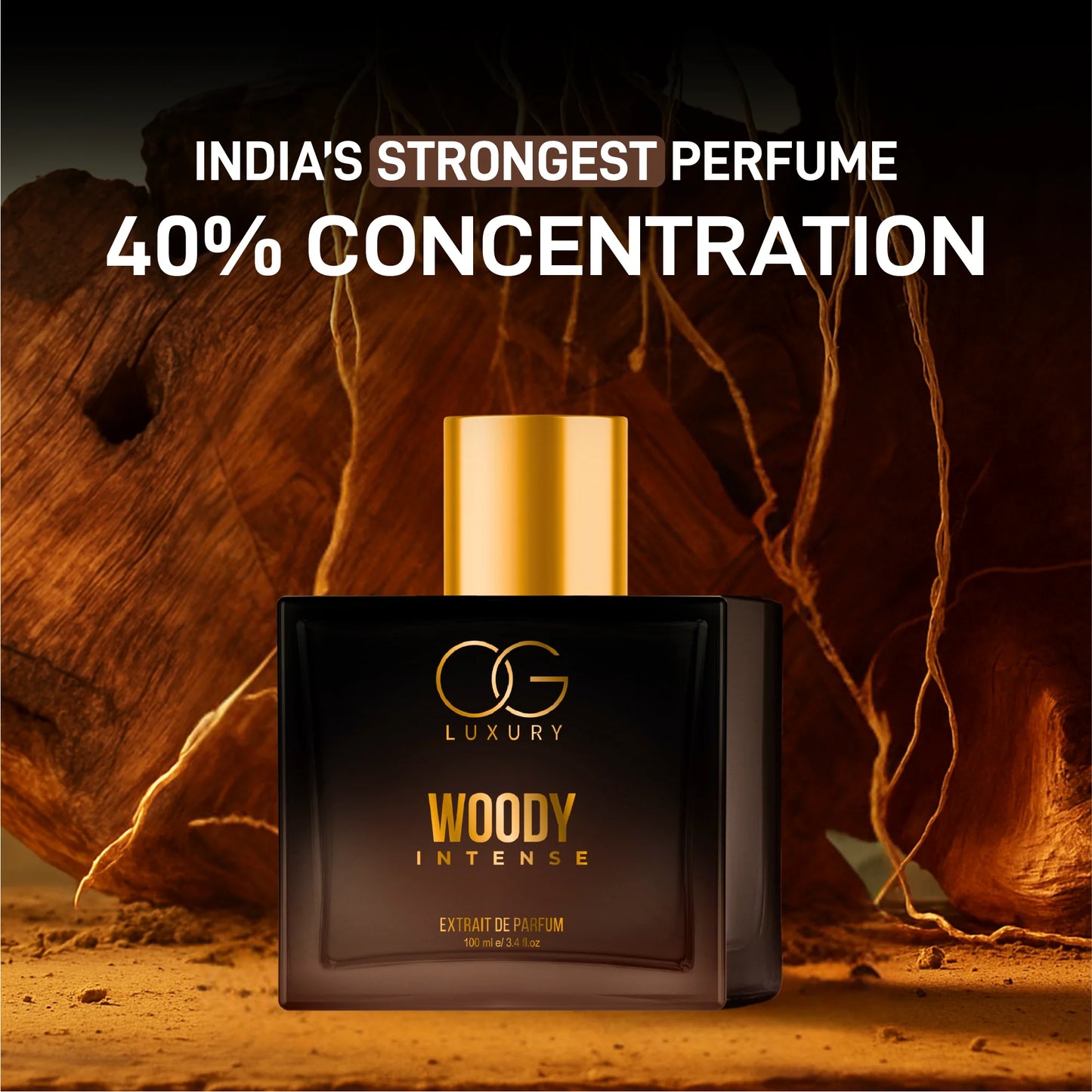 OG Luxury Extrait De Parfum Woody Intense – India’s Strongest Perfume with 40% Concentration, 100 ml