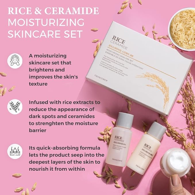 The Face Shop Rice&Ceramide Moisturizing Skincare And Cream Set, 75 Ml