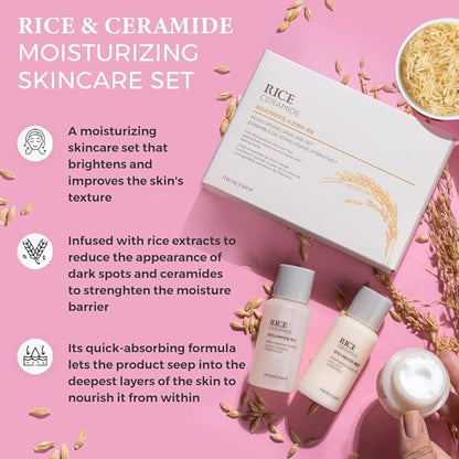 The Face Shop Rice&Ceramide Moisturizing Skincare And Cream Set, 75 Ml