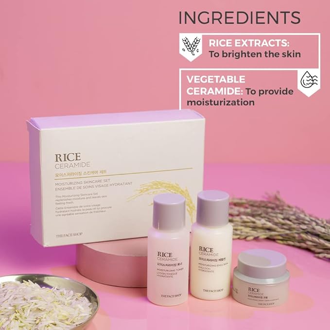 The Face Shop Rice&Ceramide Moisturizing Skincare And Cream Set, 75 Ml