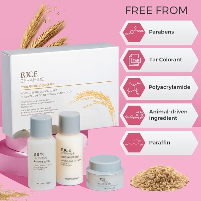 The Face Shop Rice&Ceramide Moisturizing Skincare And Cream Set, 75 Ml