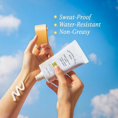 The Face Shop Natural Sun Eco Super Active Unisex Sun Cream Sunscreen With Spf 50+ Pa +++ Protect From Fine Dust, Uva & Uvb Rays, Blue Light & Digital Devices, 50Ml