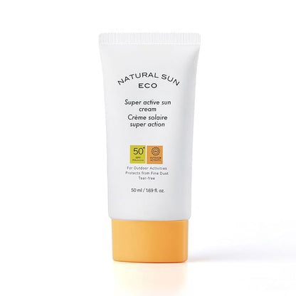 The Face Shop Natural Sun Eco Super Active Unisex Sun Cream Sunscreen With Spf 50+ Pa +++ Protect From Fine Dust, Uva & Uvb Rays, Blue Light & Digital Devices, 50Ml