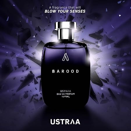 Ustraa Barood Eau De Parfume For Men - 100 ml - with Warm, smokey, sweet and musky scents. Luxury perfume for men | Strong, masculine & mysterious. Long lasting fragrance.