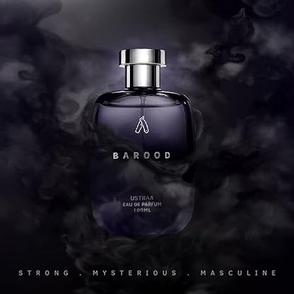 Ustraa Barood Eau De Parfume For Men - 100 ml - with Warm, smokey, sweet and musky scents. Luxury perfume for men | Strong, masculine & mysterious. Long lasting fragrance.
