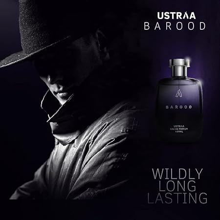 Ustraa Barood Eau De Parfume For Men - 100 ml - with Warm, smokey, sweet and musky scents. Luxury perfume for men | Strong, masculine & mysterious. Long lasting fragrance.